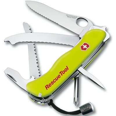 Couteau de poche RESCUETOOL lame dentelée 111 mm JAUNE