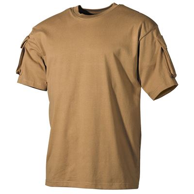 T-shirt tactique à manches VELCRO avec poche COYOTE