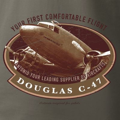T-shirt Douglas C-47 SKYTRAIN GRIS-VERT ANTONIO® 011405 3