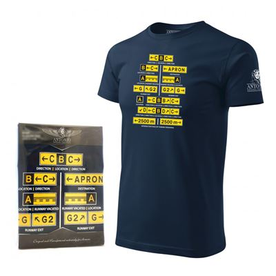 T-shirt avec signalisation routière à l'aéroport MARKING BLEU