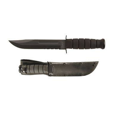 Couteau FIGHTING/UTILITY lame dentelée NOIR - étui en cuir KA-BAR 02-1212 2