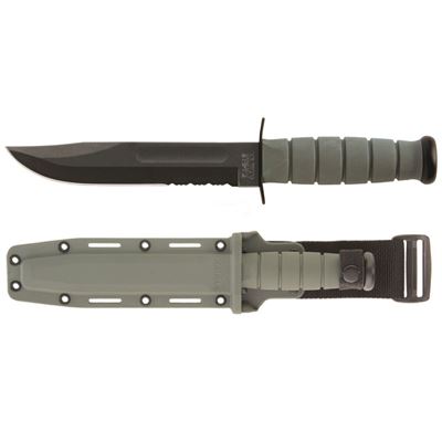 Couteau de combat à lame dentelée, étui en plastique FOLIAGE GREEN KA-BAR 02-5012 2