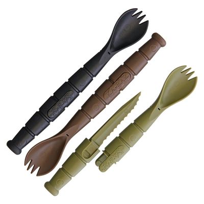 Cuillères TACTICAL avec couteau FONCÉ 3 pièces