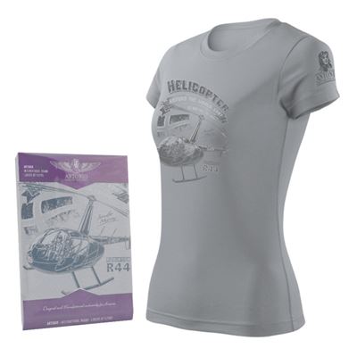 T-shirt femme hélicoptère ROBINSON R-44 GRIS