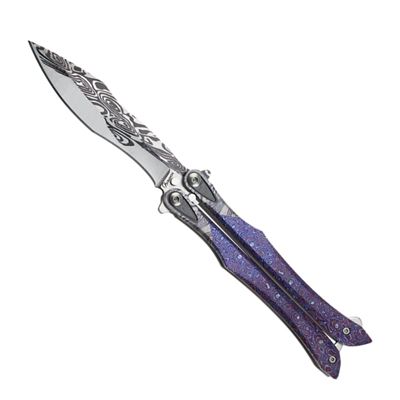 Couteau papillon violet 3D balisong