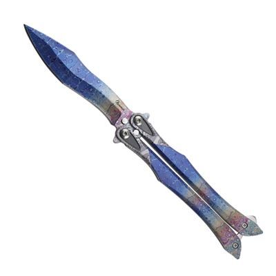 Couteau papillon bleu 3D balisong
