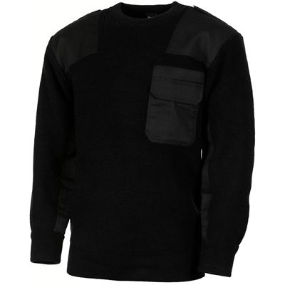 Pull BW avec poche poitrine et épaulettes NOIR