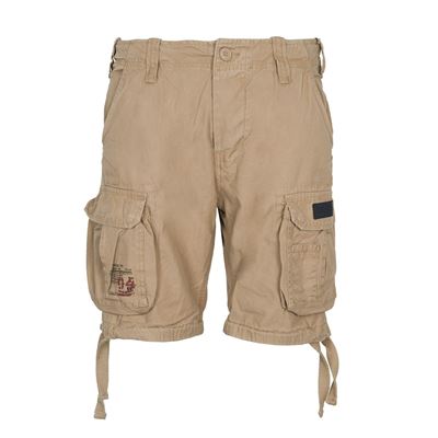 Short AIRBORNE VINTAGE avec écusson KHAKI