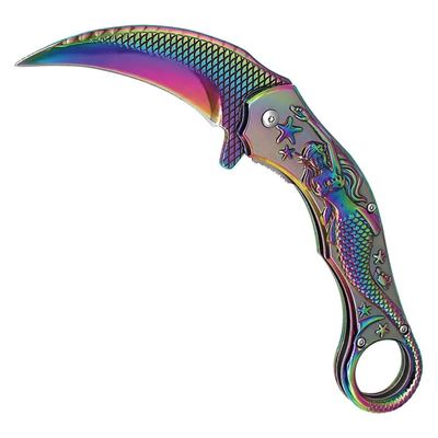 Couteau pliant MERMAID karambit ARC-EN-CIEL