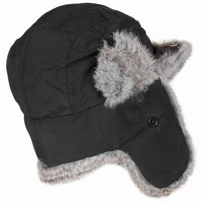Bonnet d'hiver en fourrure de lapin NOIR MFH 10020 3