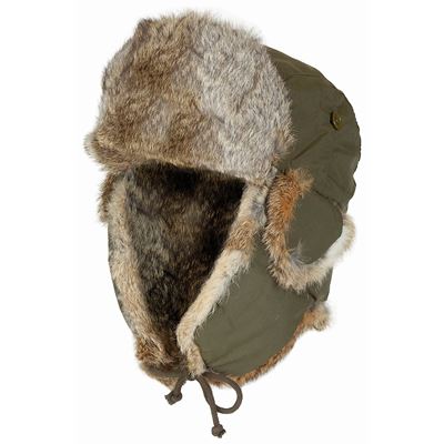 Bonnet d'hiver en fourrure de lapin VERT