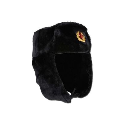 Beranice / Uschanka russe avec emblème NOIR MFH 10031A 3