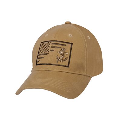Casquette avec logo US NAVY brodé et drapeau américain COYOTE
