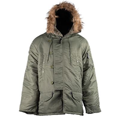 Veste pilote américaine N-3B BASIC longue VERTE