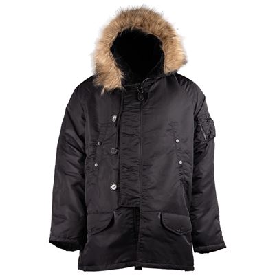 Veste pilote américaine N-3B BASIC longue NOIRE