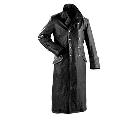 Manteau d'officier en cuir NOIR