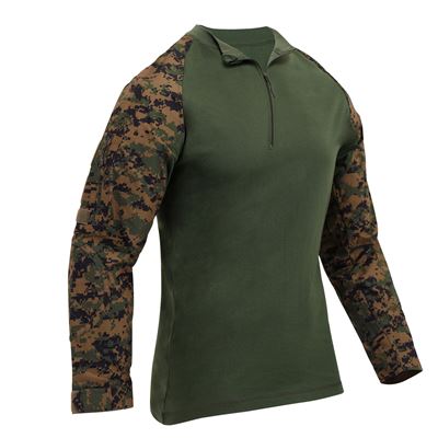 Chemise tactique avec fermeture éclair AIRSOFT COMBAT DIGITAL WOODLAND