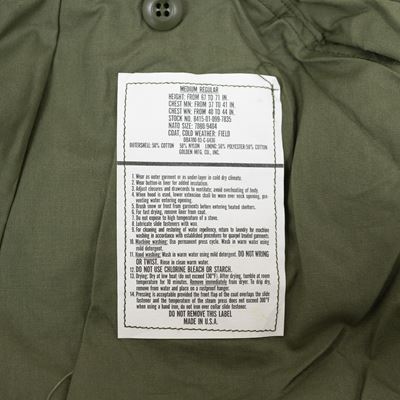 Veste US M65 VERTE originale Armée américaine 1030901 5