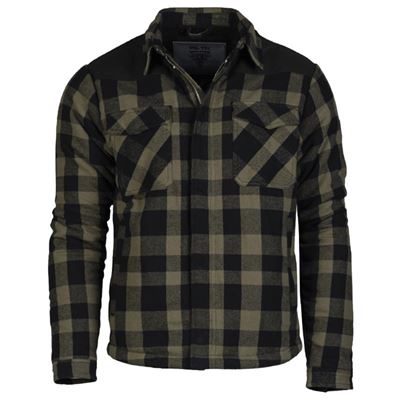 Chemise LUMBER avec fermeture éclair, doublée, NOIRE/VERTE
