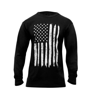 T-shirt BLANC drapeau américain manches longues NOIR