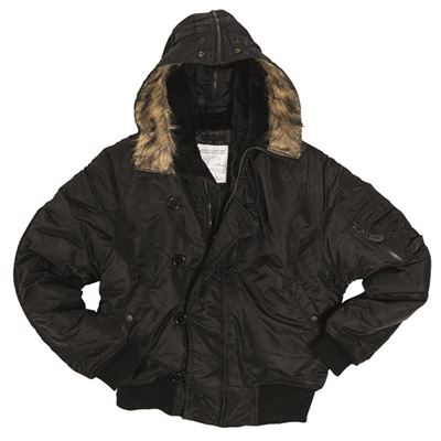 Veste N-2B BASIC pilote à capuche NOIRE
