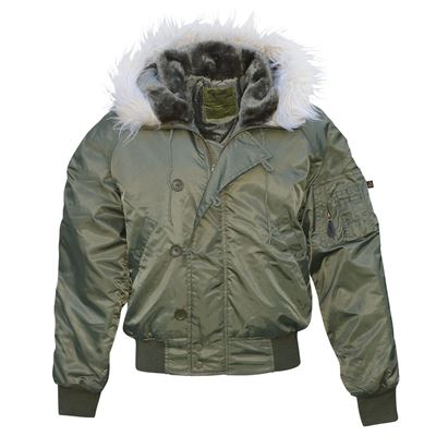Veste pilote Alaska N-2B avec capuche VERTE