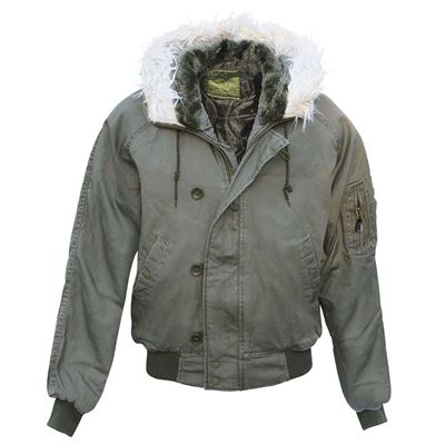 Veste pilote Alaska N-2B VINTAGE avec capuche VERTE