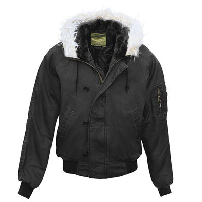 Veste pilote Alaska N-2B VINTAGE avec capuche NOIRE