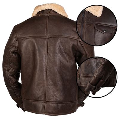 Veste en cuir US NAVY A4 SHEEPSKIN MARRON MIL-TEC® 10448009 2