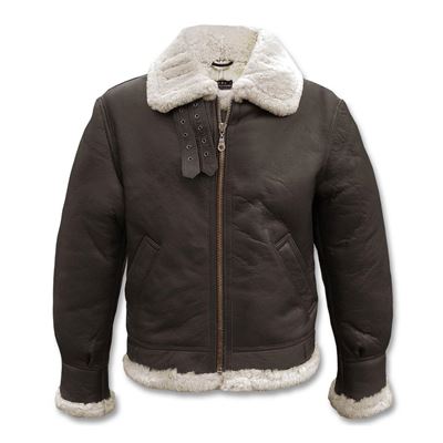 Veste en cuir US BOMBER B3 avec col MARRON MIL-TEC® 10450009 2