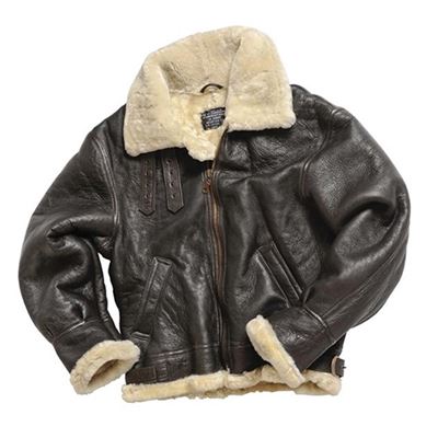 Veste en cuir US BOMBER B3 avec col MARRON