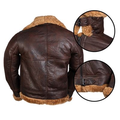 Veste en cuir US B46 SHEEPSKIN MARRON MIL-TEC® 10450109 2