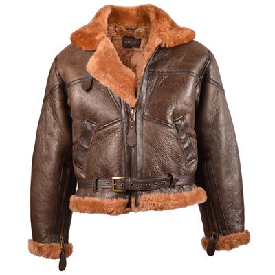 Veste en cuir UK BOMBER RAF avec col MARRON
