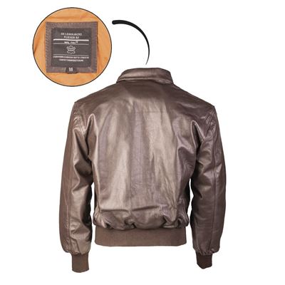 Veste en cuir US A2 avec col MARRON MIL-TEC® 10460009 2