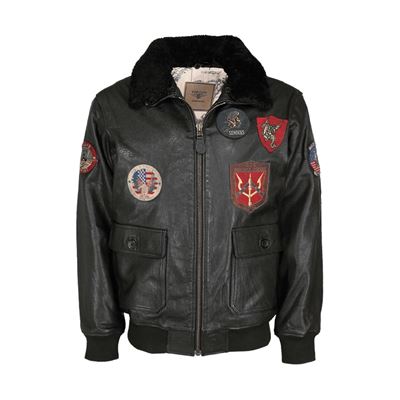 Veste pilote en cuir TOP GUN NOIRE