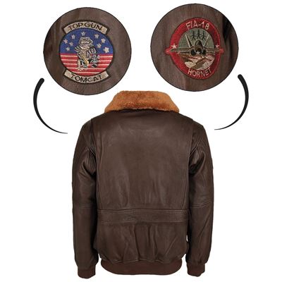 Veste pilote en cuir TOP GUN MARRON MIL-TEC® 10470009 2