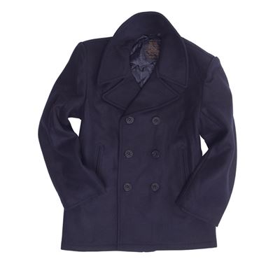 Manteau US PEA COAT en laine BLEU FONCÉ