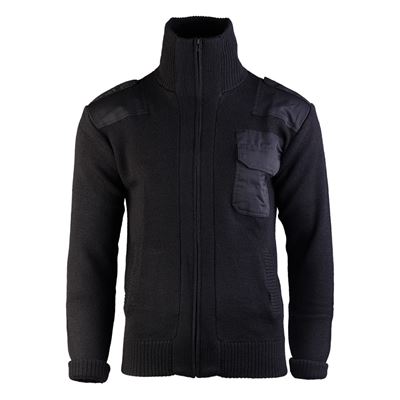 Pull en laine à longue fermeture éclair et poche NOIR