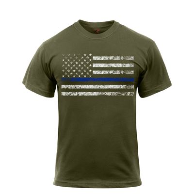 T-shirt THIN BLUE LINE US drapeau VERT