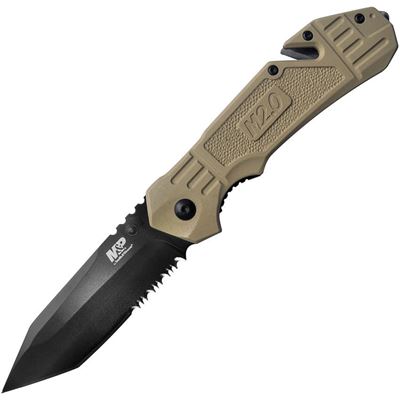Couteau pliant M&P 1100076 lame combinée tanto, avec coupe-embout TAN