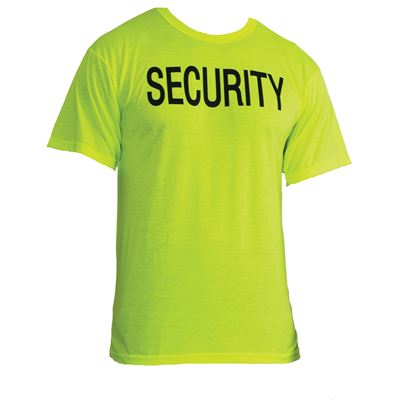 T-shirt à deux inscriptions SECURITY, manches courtes, VERT RÉFLÉCHISSANT