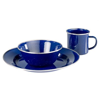 Vaisselle WESTERN ensemble émaillé avec bordure 12 pièces BLEU AB 110800 3