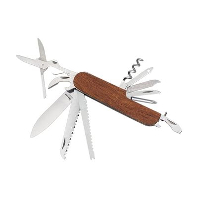 Couteau pliant multifonctionnel 11 fonctions / manche en bois