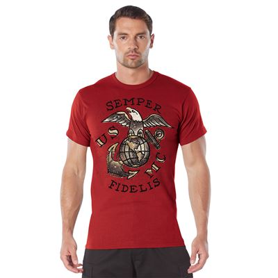 T-shirt USMC SEMPER FIDELIS ROUGE