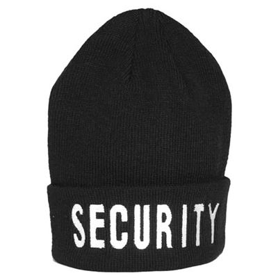 Bonnet tricoté avec inscription « SECURITY » POLYACRYL NOIR