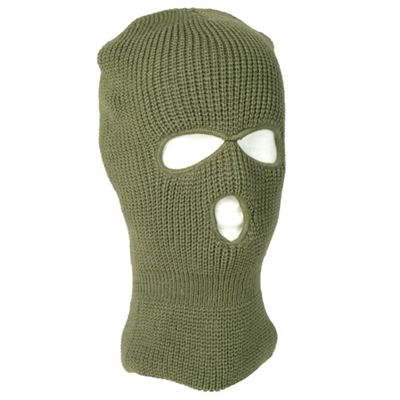 Cagoule BALACLAVA tricotée avec 3 ouvertures VERTE