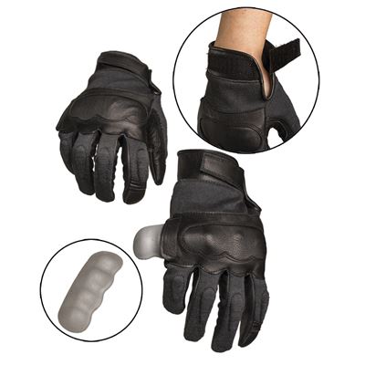 Gants TACTICAL cuir/aramide NOIRS MIL-TEC® 12504202 2