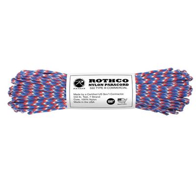 Cordelette PARACORD nylon 550LB ø 4 mm / 30 m BLEU-ROUGE-BLANC