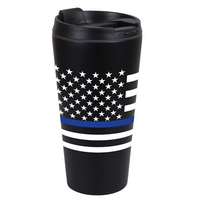 Tasse thermos DRAPEAU DES ÉTATS-UNIS ligne bleue NOIR