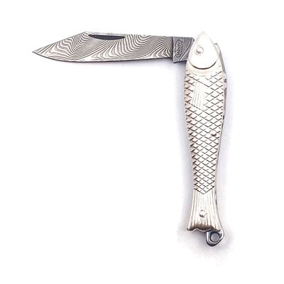 Couteau poisson argenté ACIER DE DAMAS manche ARGENT MIKOV 130-DS-1 6